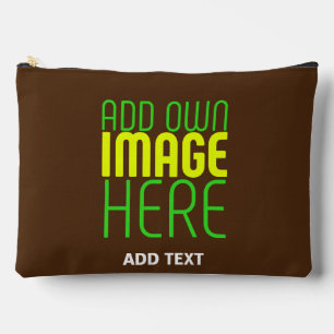 MODERN EDITABLE SIMPLE BROWN IMAGE TEXT TEMPLATE ACCESSORY POUCH