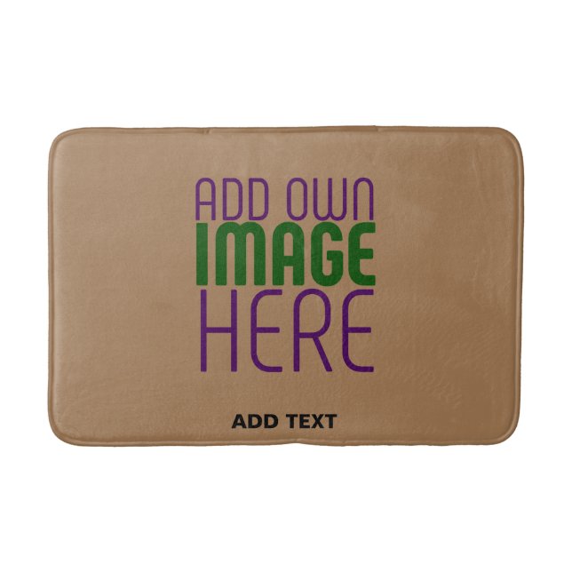 MODERN EDITABLE SIMPLE BROWN IMAGE TEXT TEMPLATE BATH MAT (Front)