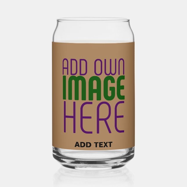 MODERN EDITABLE SIMPLE BROWN IMAGE TEXT TEMPLATE CAN GLASS (Front)
