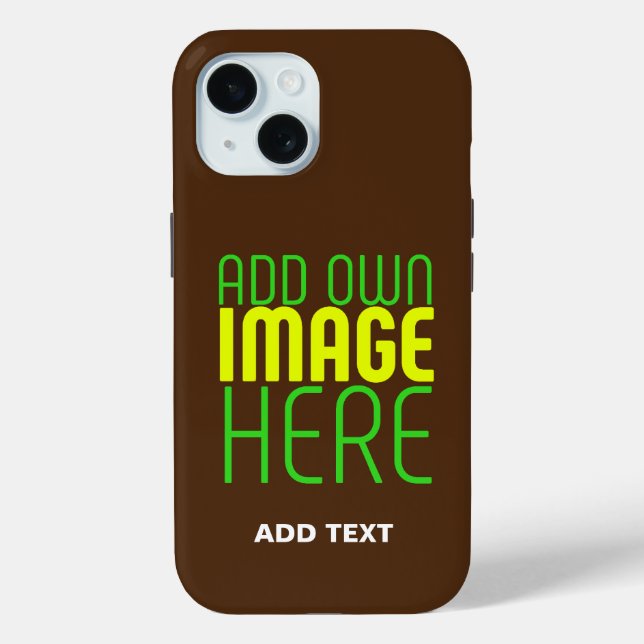 MODERN EDITABLE SIMPLE BROWN IMAGE TEXT TEMPLATE Case-Mate iPhone CASE (Back)