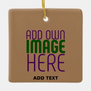 MODERN EDITABLE SIMPLE BROWN IMAGE TEXT TEMPLATE CERAMIC ORNAMENT