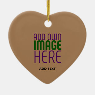 MODERN EDITABLE SIMPLE BROWN IMAGE TEXT TEMPLATE CERAMIC ORNAMENT