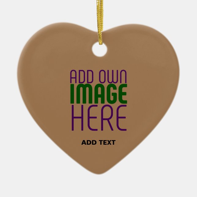  MODERN EDITABLE SIMPLE BROWN IMAGE TEXT TEMPLATE CERAMIC ORNAMENT (Front)