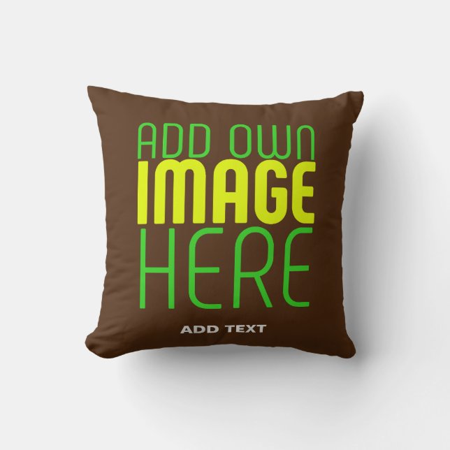 MODERN EDITABLE SIMPLE BROWN IMAGE TEXT TEMPLATE CUSHION (Front)