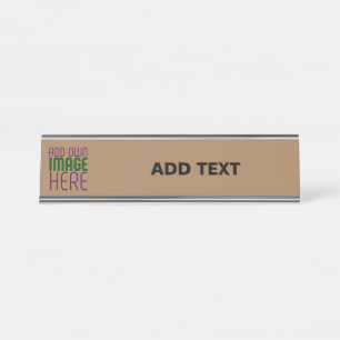 MODERN EDITABLE SIMPLE BROWN IMAGE TEXT TEMPLATE DESK NAME PLATE