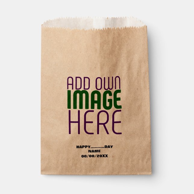 MODERN EDITABLE SIMPLE BROWN IMAGE TEXT TEMPLATE FAVOUR BAG (Front)