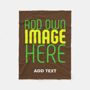 MODERN EDITABLE SIMPLE BROWN IMAGE TEXT TEMPLATE FLEECE BLANKET