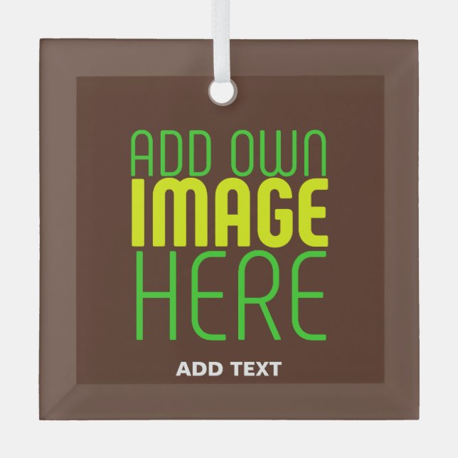 MODERN EDITABLE SIMPLE BROWN IMAGE TEXT TEMPLATE GLASS TREE DECORATION (Front)
