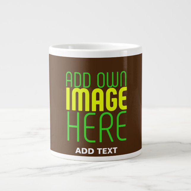 MODERN EDITABLE SIMPLE BROWN IMAGE TEXT TEMPLATE LARGE COFFEE MUG (Front)