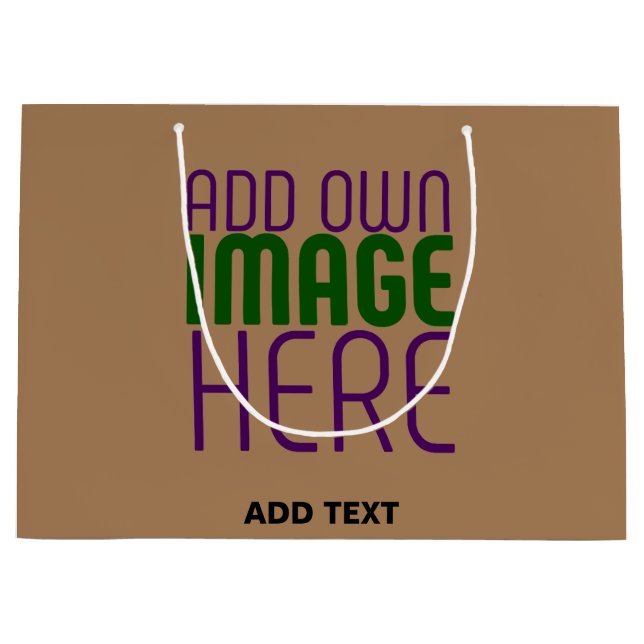 MODERN EDITABLE SIMPLE BROWN IMAGE TEXT TEMPLATE LARGE GIFT BAG (Front)