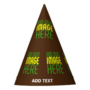 MODERN EDITABLE SIMPLE BROWN IMAGE TEXT TEMPLATE PARTY HAT