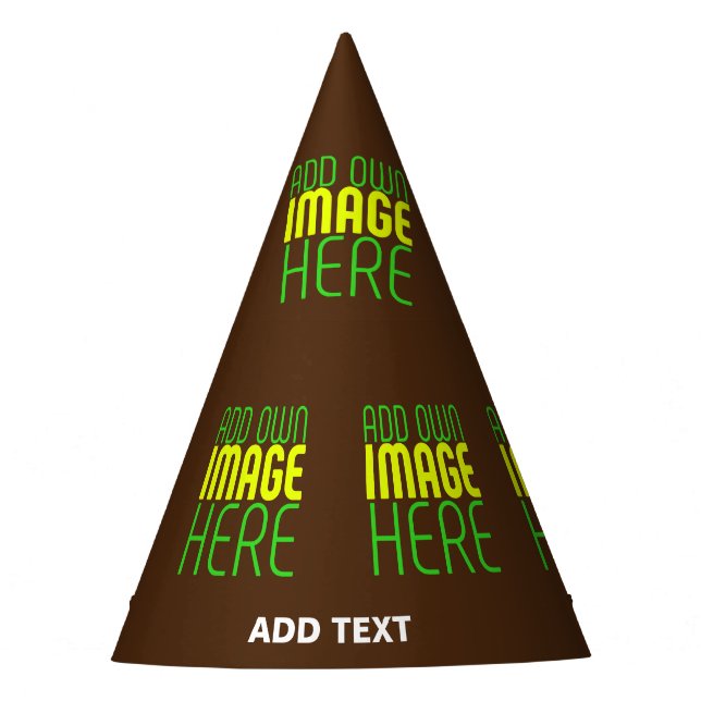 MODERN EDITABLE SIMPLE BROWN IMAGE TEXT TEMPLATE PARTY HAT (Front)