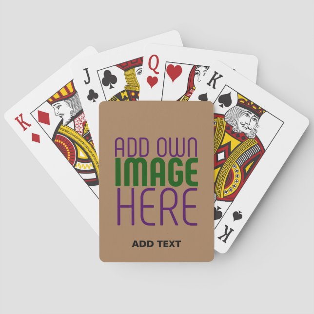 MODERN EDITABLE SIMPLE BROWN IMAGE TEXT TEMPLATE PLAYING CARDS (Back)