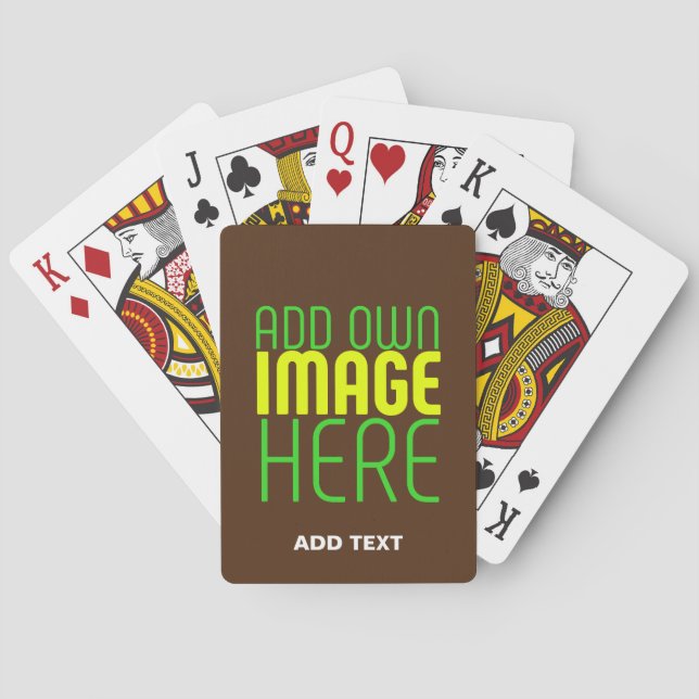 MODERN EDITABLE SIMPLE BROWN IMAGE TEXT TEMPLATE PLAYING CARDS (Back)