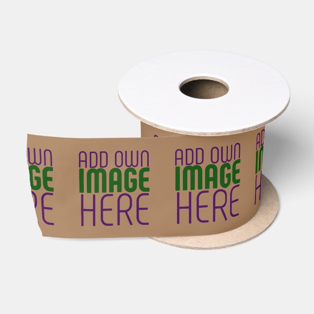 MODERN EDITABLE SIMPLE BROWN IMAGE TEXT TEMPLATE SATIN RIBBON (Spool)