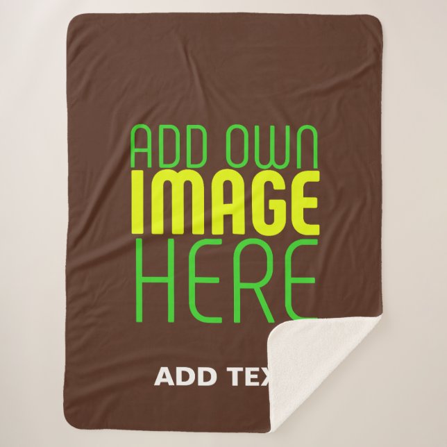 MODERN EDITABLE SIMPLE BROWN IMAGE TEXT TEMPLATE SHERPA BLANKET (Front)