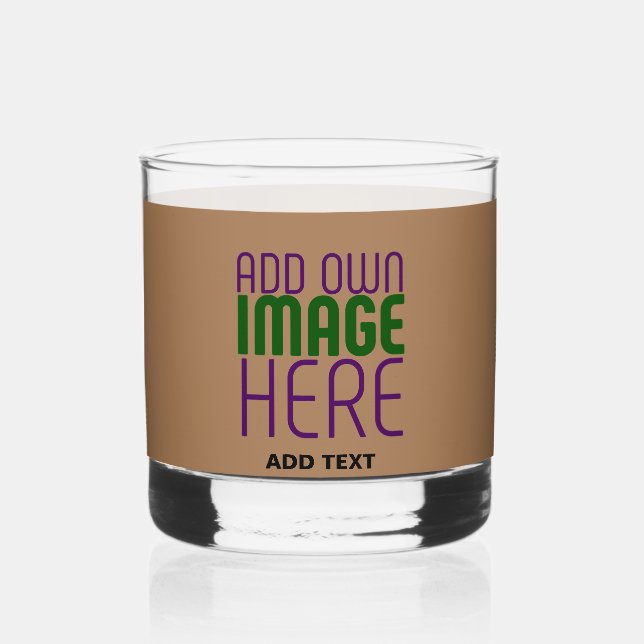 MODERN EDITABLE SIMPLE BROWN IMAGE TEXT TEMPLATE WHISKEY GLASS (Front)