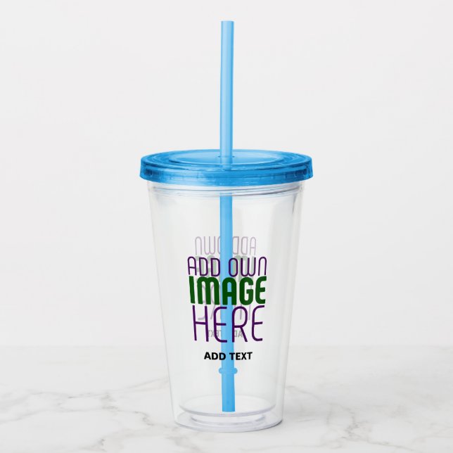 MODERN EDITABLE SIMPLE CLEAR IMAGE TEXT TEMPLATE ACRYLIC TUMBLER (Front)