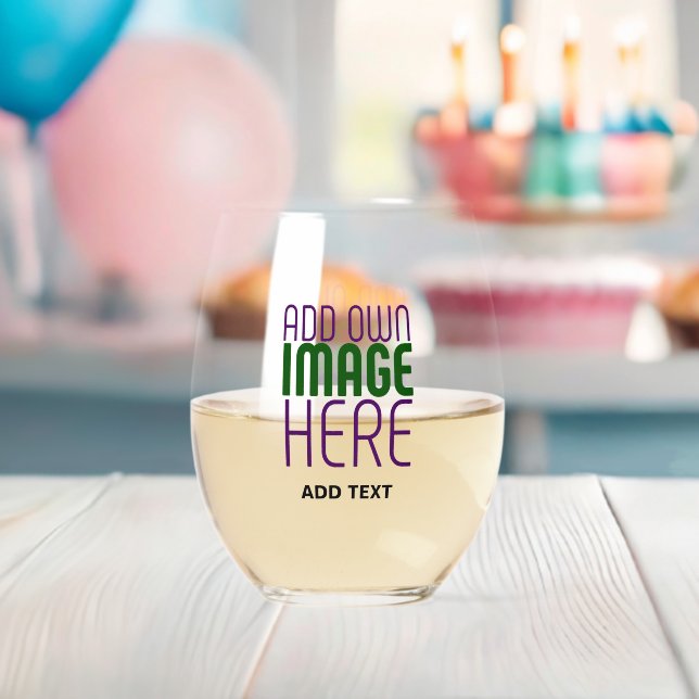 MODERN EDITABLE SIMPLE CLEAR IMAGE TEXT TEMPLATE STEMLESS WINE GLASS (Insitu (Baby Shower))