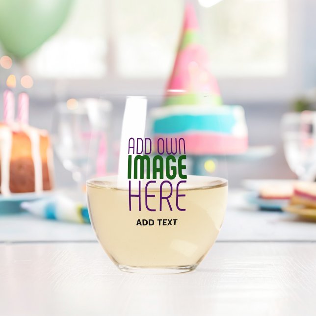 MODERN EDITABLE SIMPLE CLEAR IMAGE TEXT TEMPLATE STEMLESS WINE GLASS (Insitu (Birthday))