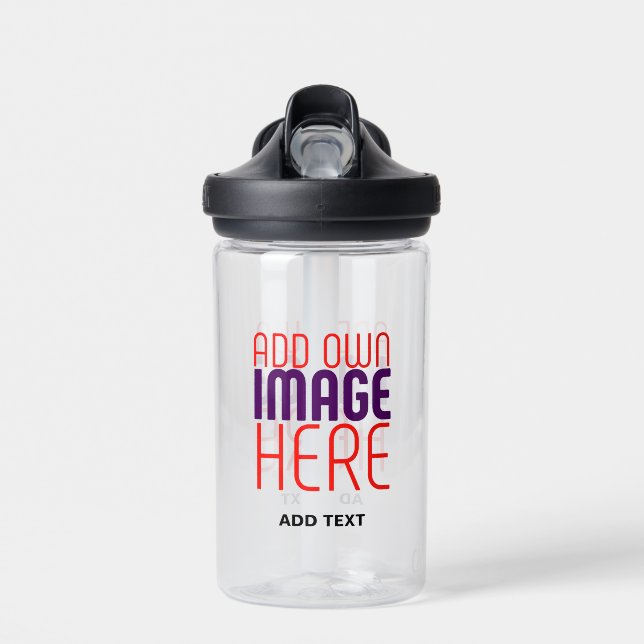 MODERN EDITABLE SIMPLE CLEAR IMAGE TEXT TEMPLATE WATER BOTTLE (Front)