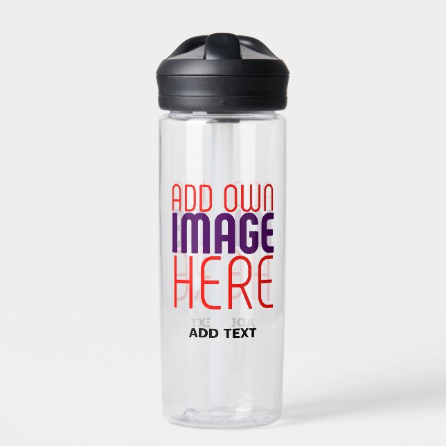MODERN EDITABLE SIMPLE CLEAR IMAGE TEXT TEMPLATE WATER BOTTLE (Front)
