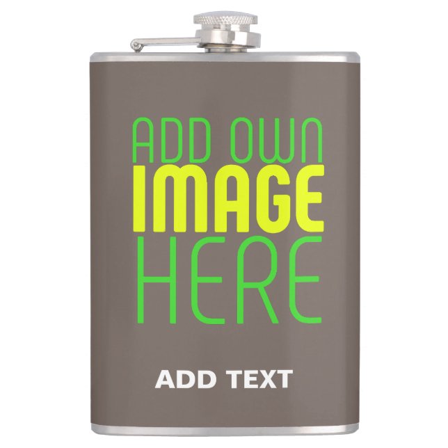 MODERN EDITABLE SIMPLE COFFEE IMAGE TEXT TEMPLATE HIP FLASK (Front)