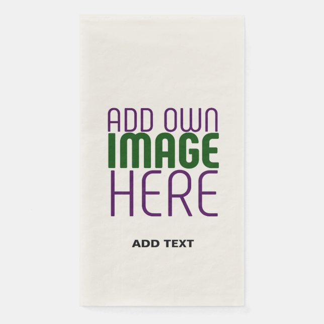 MODERN EDITABLE SIMPLE ECRU IMAGE TEXT TEMPLATE NAPKIN (Front)