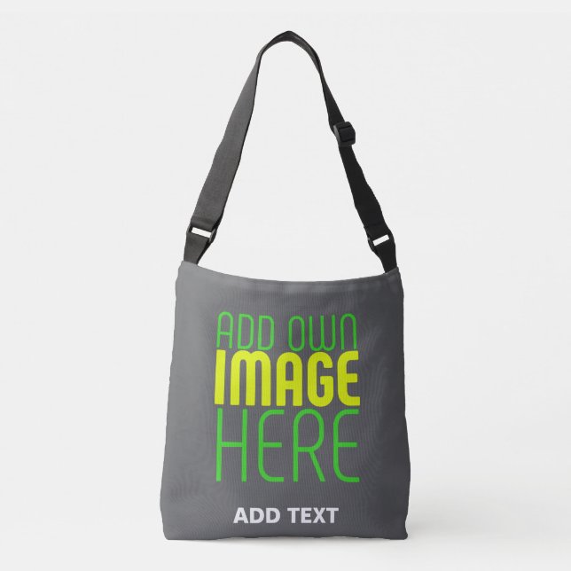 MODERN EDITABLE SIMPLE GREY IMAGE TEXT TEMPLATE CROSSBODY BAG (Front)