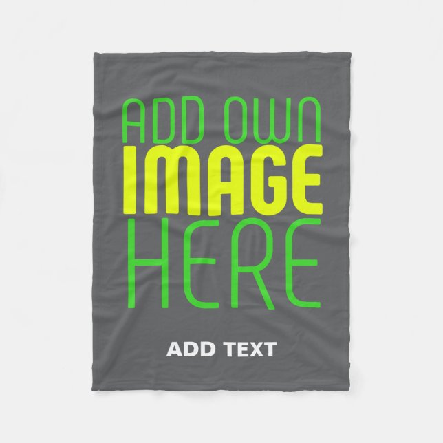 MODERN EDITABLE SIMPLE GREY IMAGE TEXT TEMPLATE FLEECE BLANKET (Front)