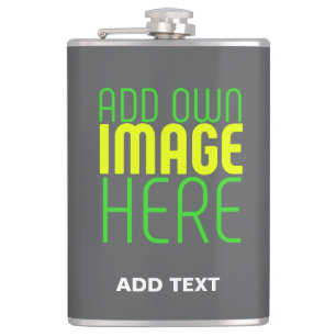 MODERN EDITABLE SIMPLE GREY IMAGE TEXT TEMPLATE HIP FLASK