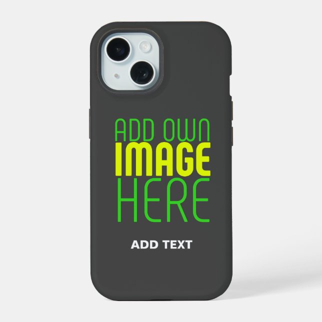 MODERN EDITABLE SIMPLE GREY IMAGE TEXT TEMPLATE iPhone 15 CASE (Back)