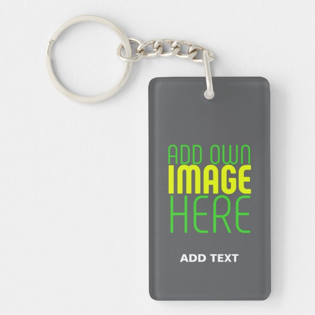 MODERN EDITABLE SIMPLE GREY IMAGE TEXT TEMPLATE KEY RING (Front)