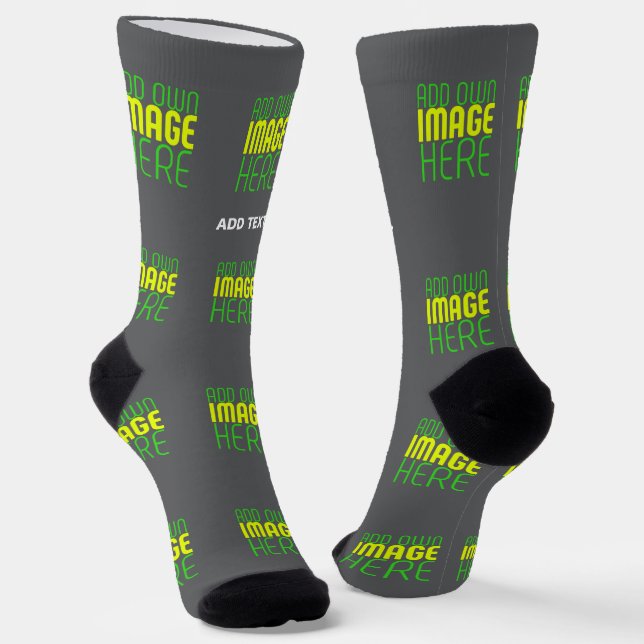 MODERN EDITABLE SIMPLE GREY IMAGE TEXT TEMPLATE SOCKS (Angled)
