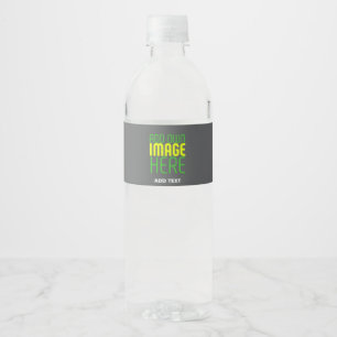 MODERN EDITABLE SIMPLE GREY IMAGE TEXT TEMPLATE WATER BOTTLE LABEL