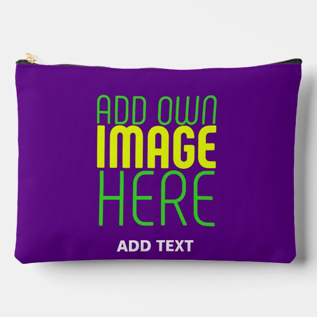 MODERN EDITABLE SIMPLE INDIGO IMAGE TEXT TEMPLATE ACCESSORY POUCH (Front)