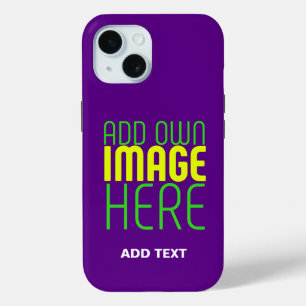 MODERN EDITABLE SIMPLE INDIGO IMAGE TEXT TEMPLATE iPhone 15 CASE
