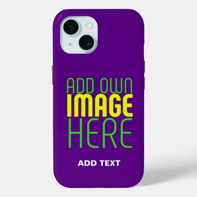 MODERN EDITABLE SIMPLE INDIGO IMAGE TEXT TEMPLATE Case-Mate iPhone CASE (Back)