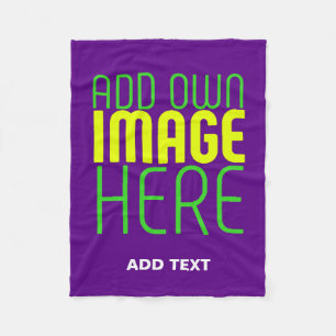 MODERN EDITABLE SIMPLE INDIGO IMAGE TEXT TEMPLATE FLEECE BLANKET