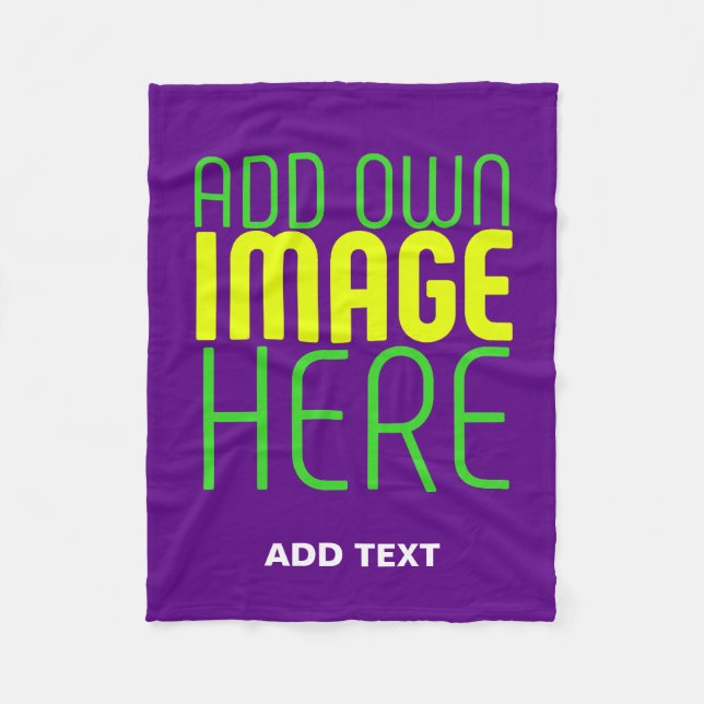 MODERN EDITABLE SIMPLE INDIGO IMAGE TEXT TEMPLATE FLEECE BLANKET (Front)