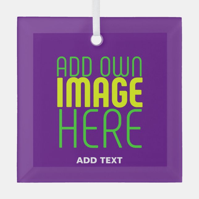 MODERN EDITABLE SIMPLE INDIGO IMAGE TEXT TEMPLATE GLASS TREE DECORATION (Front)