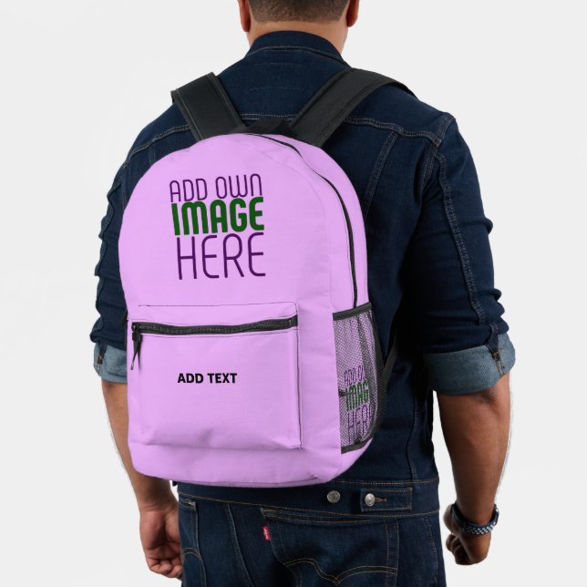 MODERN EDITABLE SIMPLE MAUVE IMAGE TEXT TEMPLATE PRINTED BACKPACK (Insitu (Model))