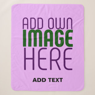 MODERN EDITABLE SIMPLE MAUVE IMAGE TEXT TEMPLATE SHERPA BLANKET