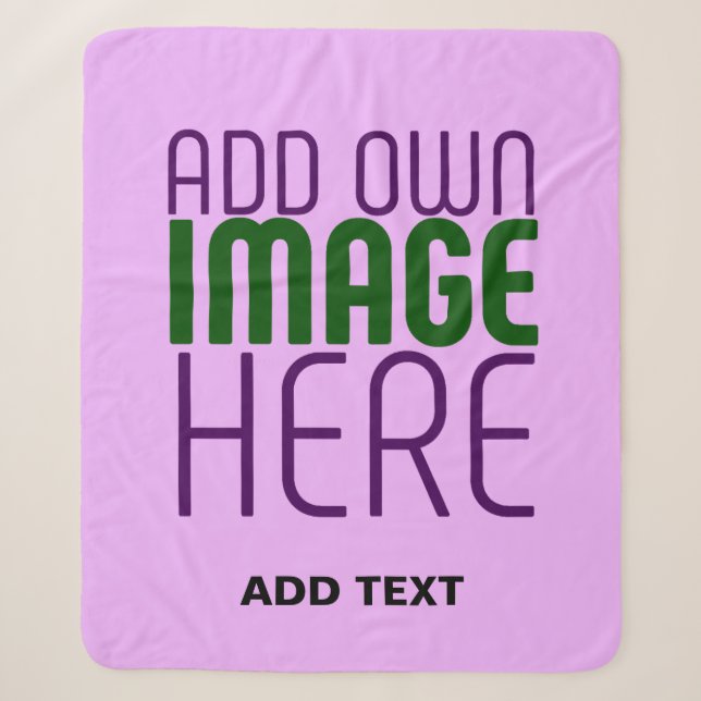 MODERN EDITABLE SIMPLE MAUVE IMAGE TEXT TEMPLATE SHERPA BLANKET (Front)