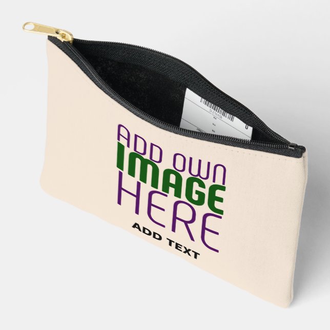 MODERN EDITABLE SIMPLE NATURAL IMAGE TEXT TEMPLATE ACCESSORY POUCH (Open)