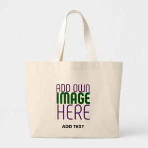 MODERN EDITABLE SIMPLE NATURAL IMAGE TEXT TEMPLATE LARGE TOTE BAG