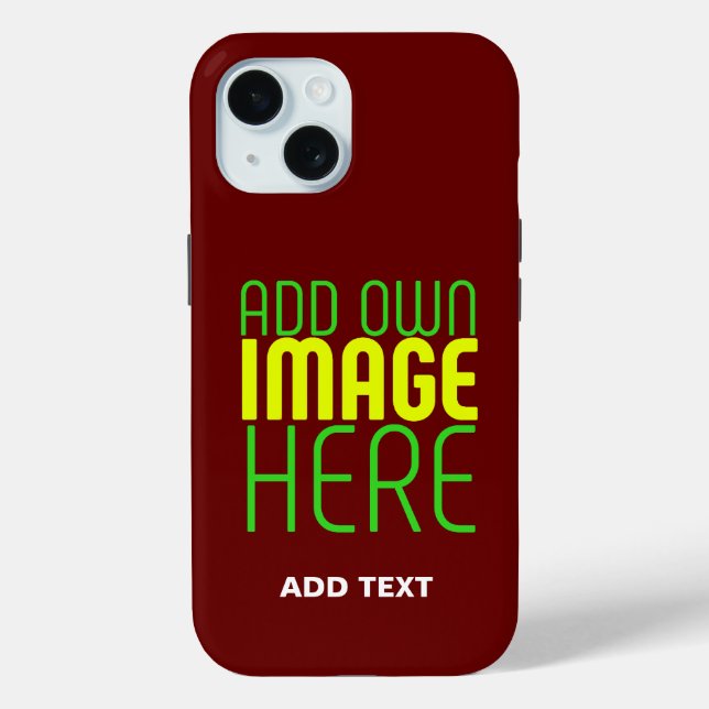 MODERN EDITABLE SIMPLE OXBLOOD IMAGE TEXT TEMPLATE Case-Mate iPhone CASE (Back)