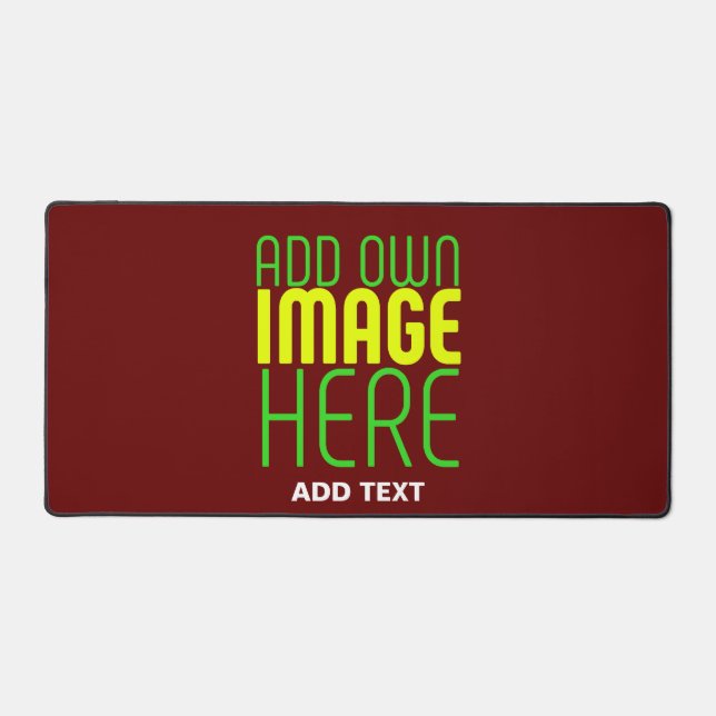 MODERN EDITABLE SIMPLE OXBLOOD IMAGE TEXT TEMPLATE DESK MAT (Front)