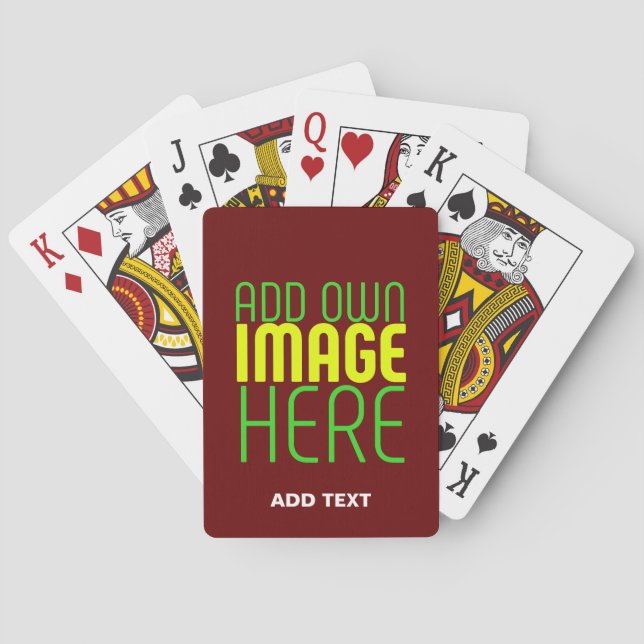 MODERN EDITABLE SIMPLE OXBLOOD IMAGE TEXT TEMPLATE PLAYING CARDS (Back)
