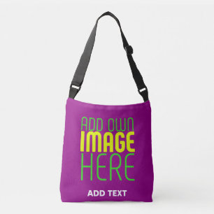 MODERN EDITABLE SIMPLE PURPLE IMAGE TEXT TEMPLATE CROSSBODY BAG